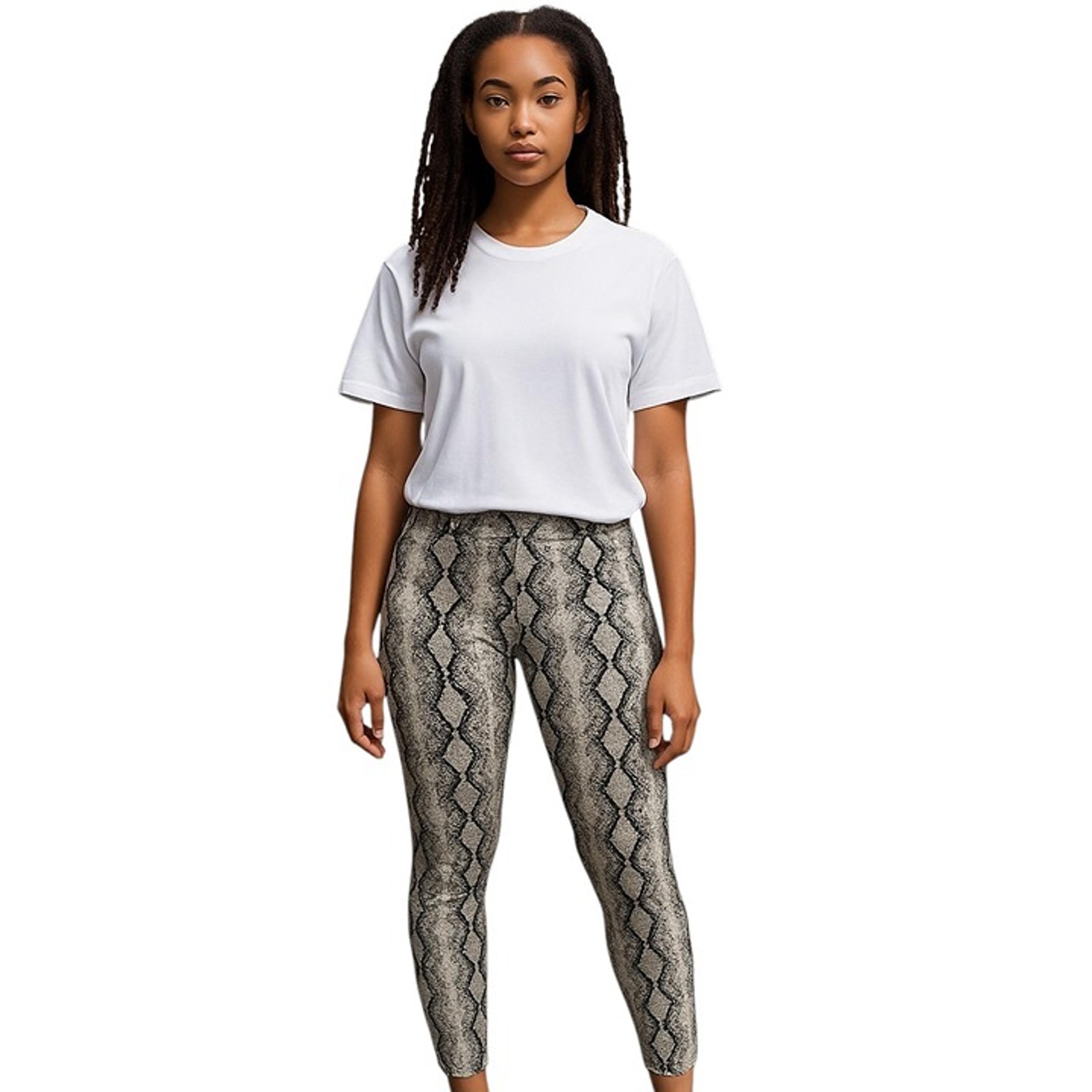 Women's Forever 21 Snakeskin Pattern Leggings-Size L-Black/gray/white-Cotton