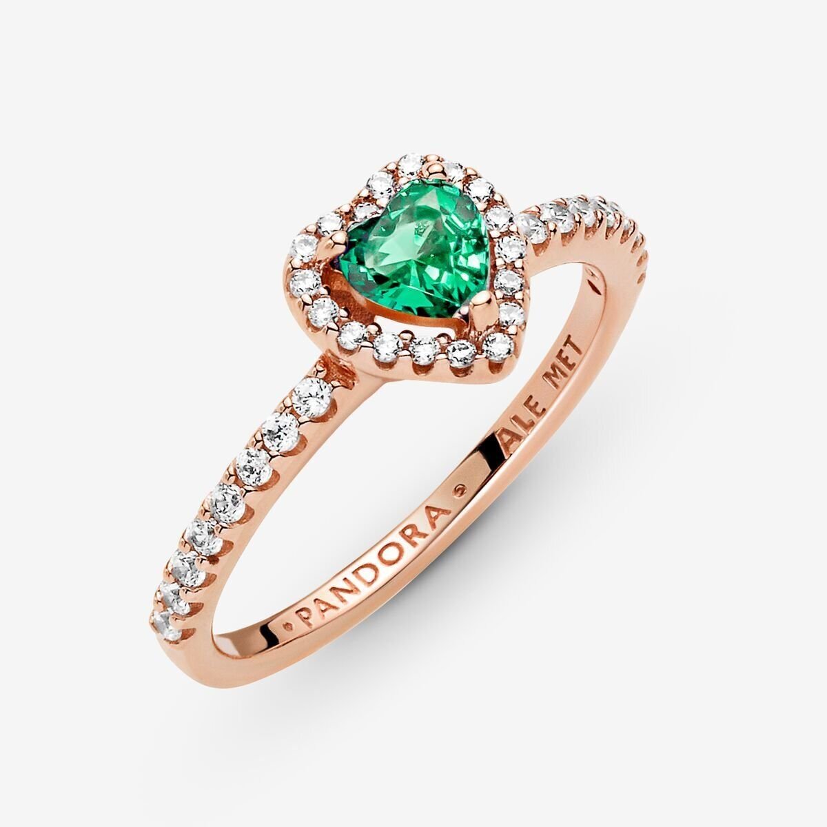 Sparkling Green Elevated Heart Ring 188421C03 New With Box