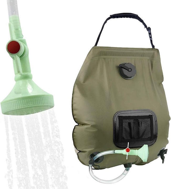 Solar Shower Bag, 5 Gallons 20L Solar Heating Camping Shower Bag Removable Hose