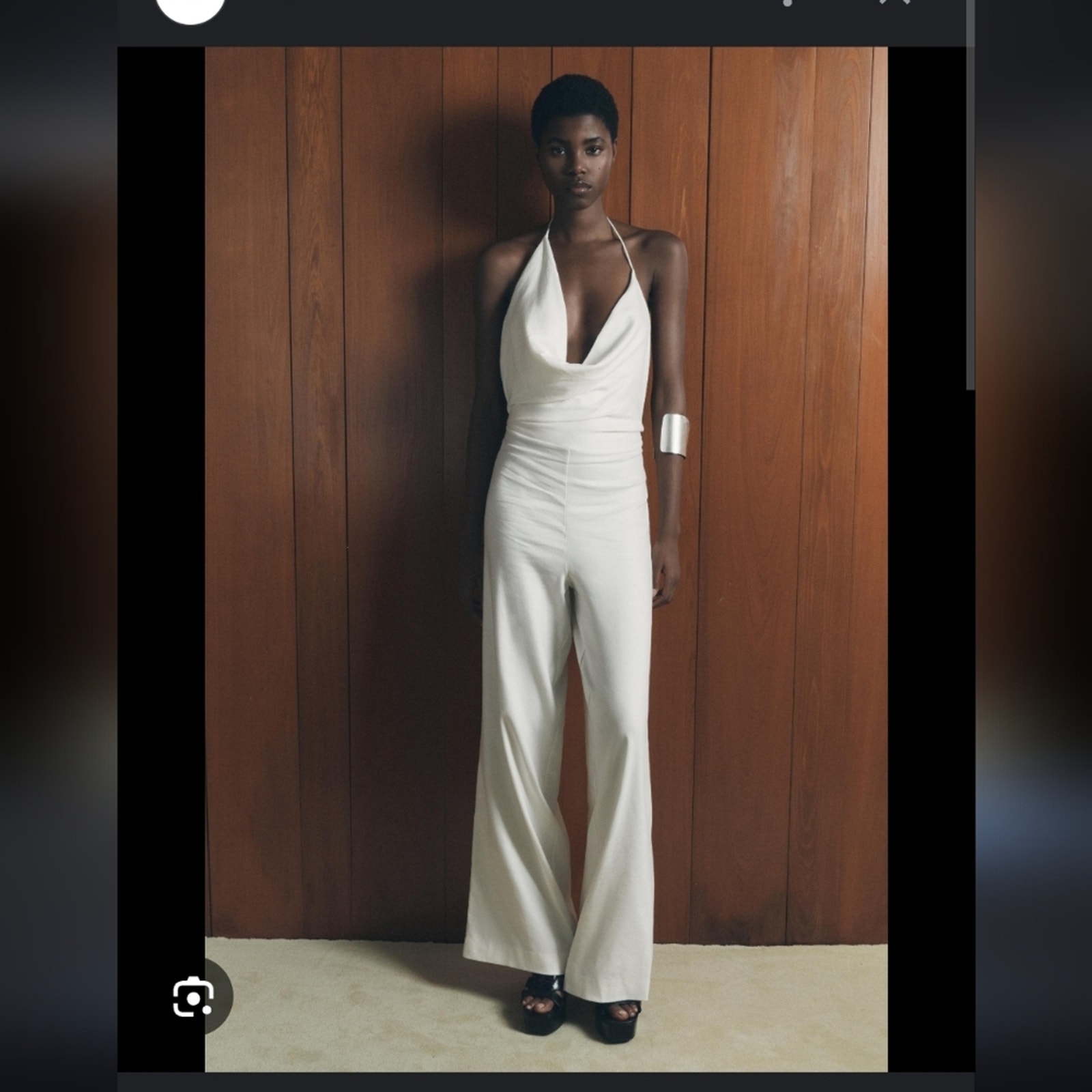 Zasa hulterneck open back linen blend white ecru jumpsuit