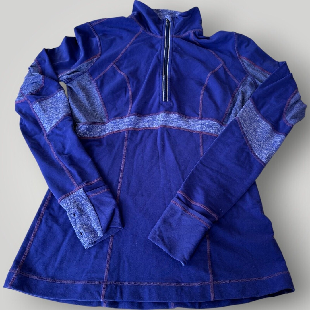 Lululemon Run Distance Pigment Blue 1/2 Zip Pullover Pocket Thumbhole Cuff