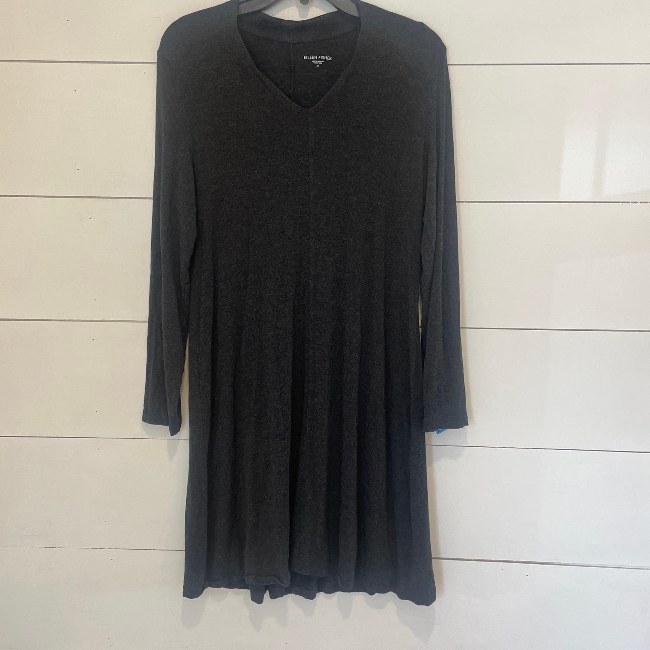Womens Eileen Fisher Charcoal Gray Black Sz M - A Line  Dress