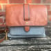 Fossil Kinley Leather & Denim Flap Zip Closure Convertible Crossbody Purse Bag