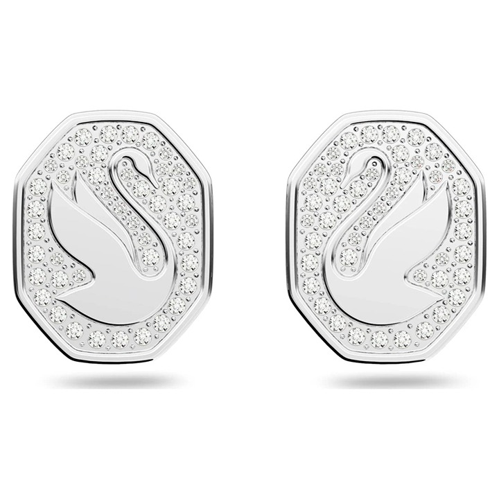 50% OFF Swarovski Signum Stud Earrings, Swan, White, Rhodium Plated 5621097