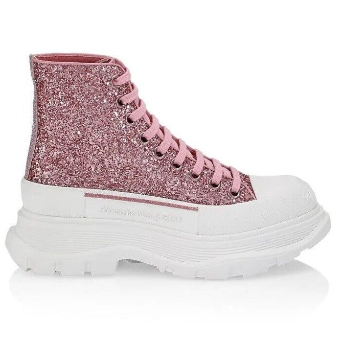 Alexander McQueen Glitter Tread High Top Sneakers Pink EU36.5