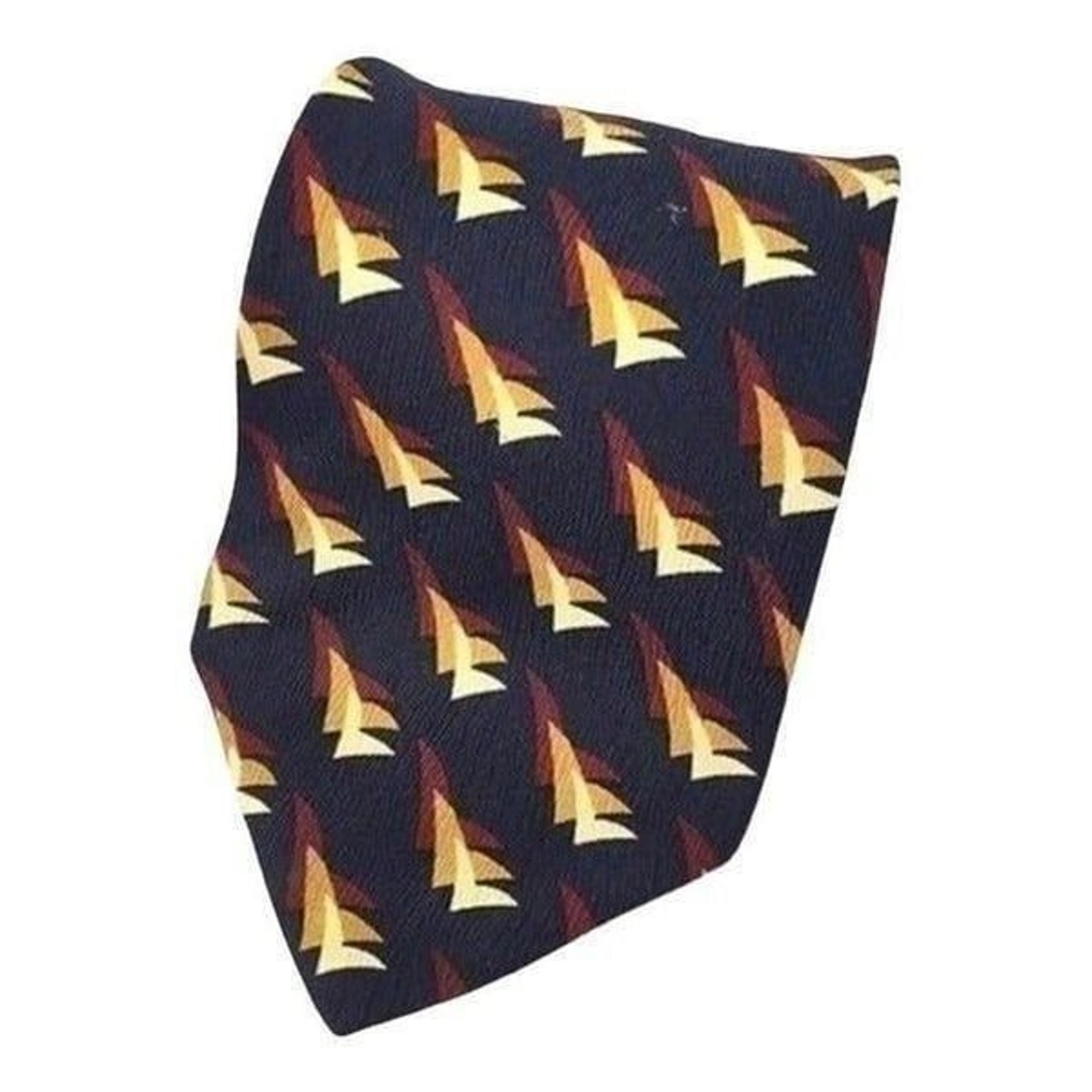 Nautica Mens Tie Necktie Navy Multicolor 100% Silk Tied Wide Woven Classic USA