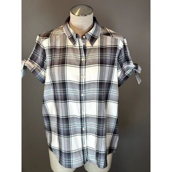 Paige NEW Avery Shirt in Eggshell Multi Size M