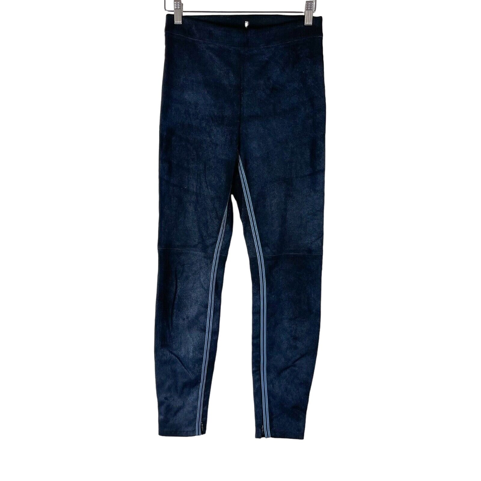 Elie Tahari Roxanna Lambskin Suede Pants Womens Medium Blue Pull On Shimmery