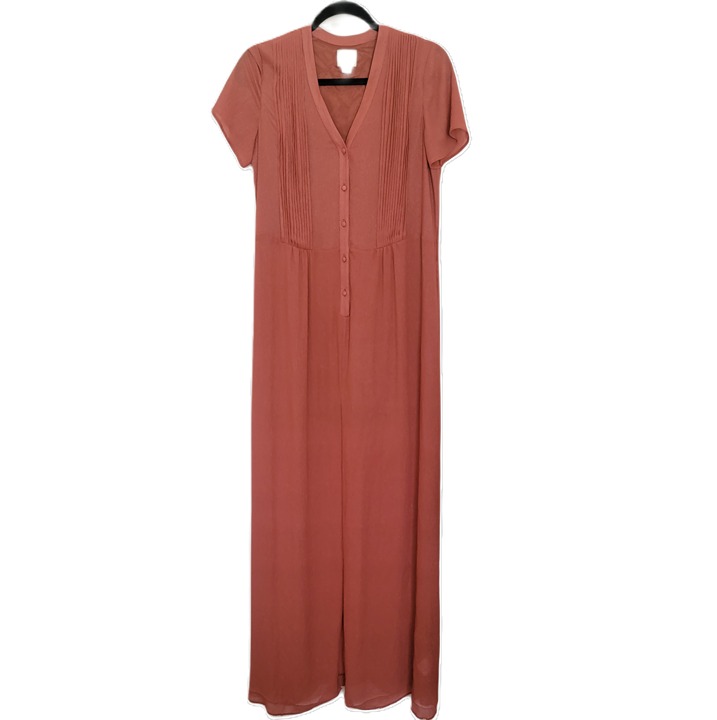 Reiss Maxi Dress Romper Womens 2 Metallic Gold Terracotta Designer Chic