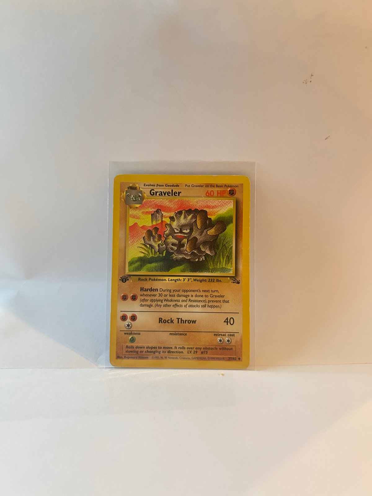 1999 Pokemon Fossil Unlimited 1st Edition Graveler 37/62