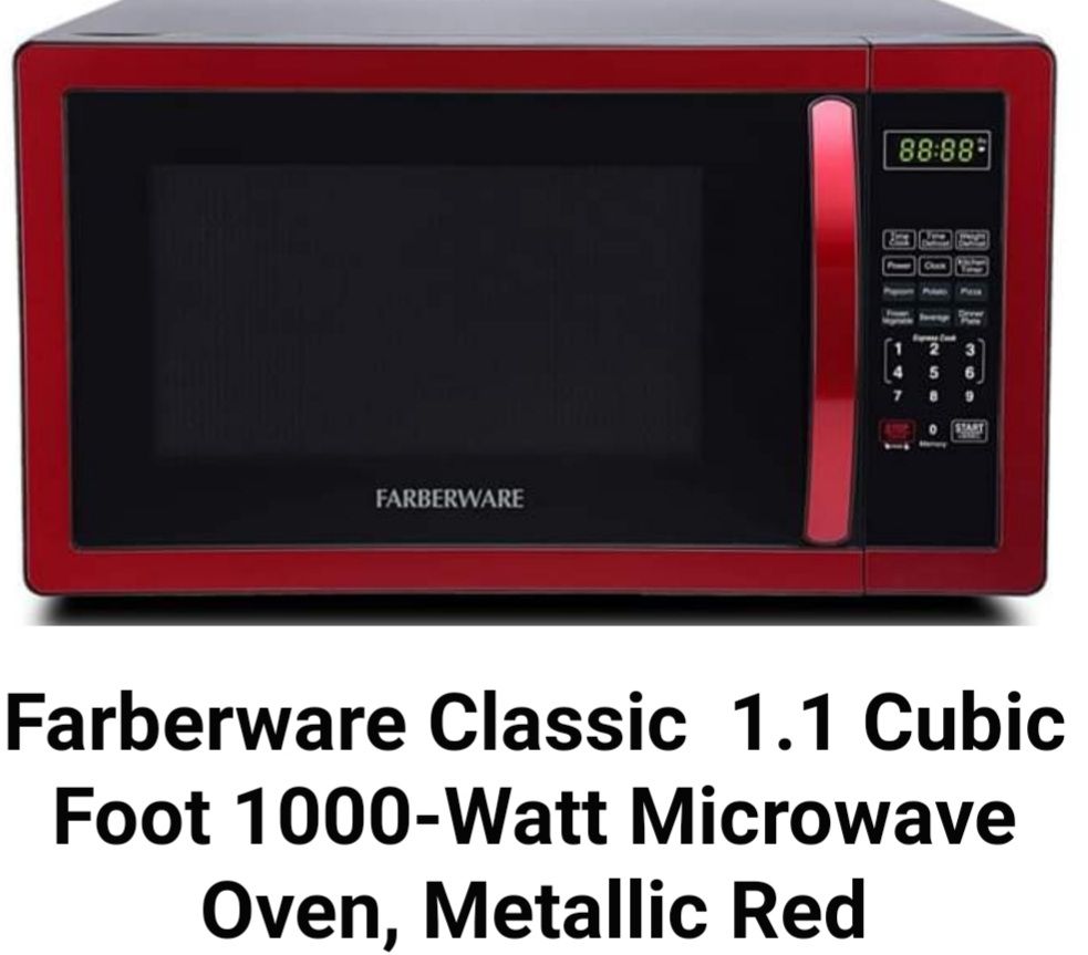 Metallic Red Microwave Oven