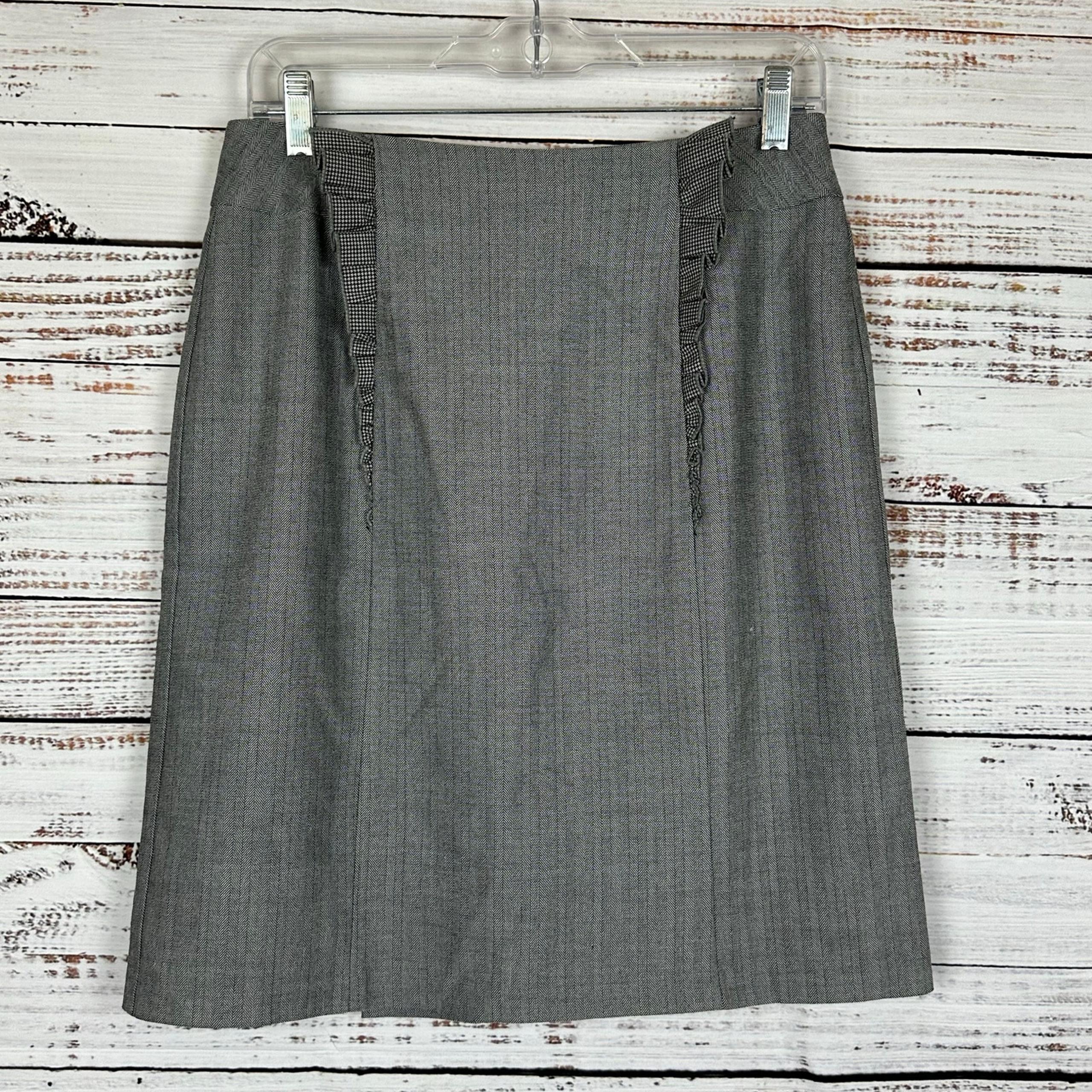 Women's Anthro Girls from Savoy Black & White Check Wool Blend Pencil Skirt- 8