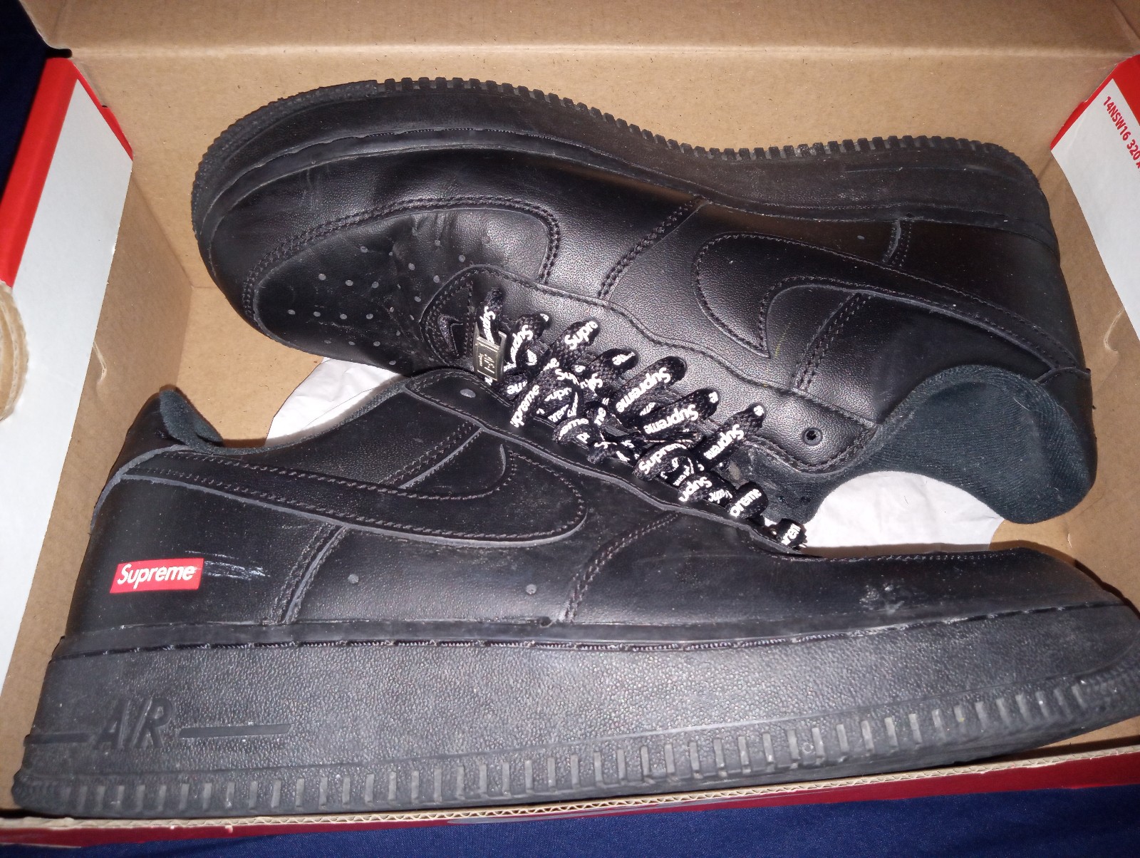Nike Air Force 1 Low Supreme Triple Black CU9225-001 Men's