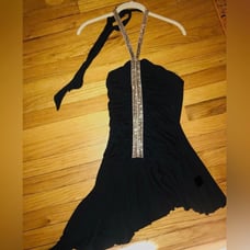 Forever21 Disco Gold Sequin Black Halter Asymmetrical Club Dance Cocktail Tank S