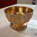 Gold Grape Embossed Metal Pedestal Bowl Masterpiece Series Japan Holiday Imports