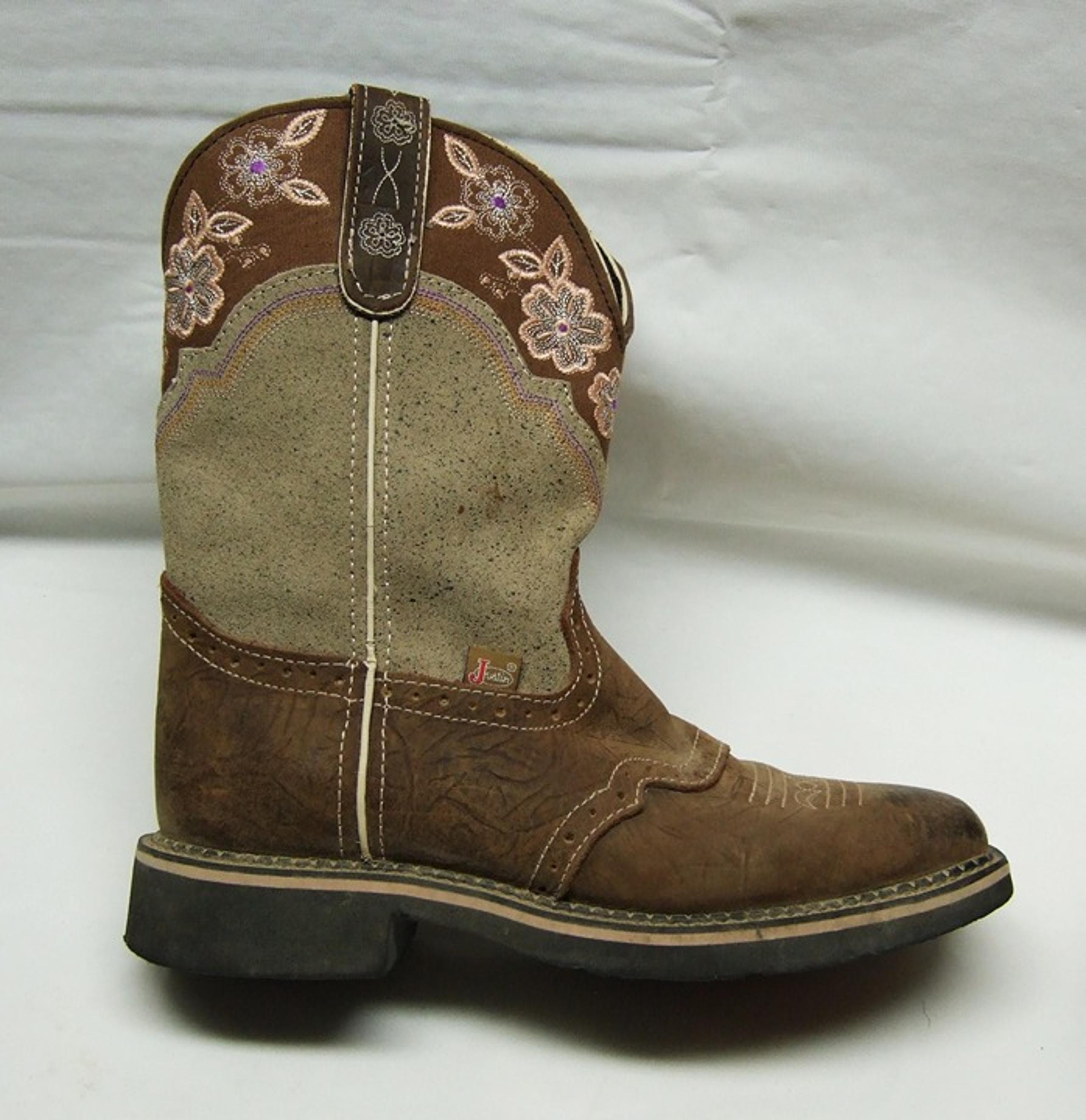 Justin Starlina Western Boots  Womens 11 Brown Leather Floral Square Toe