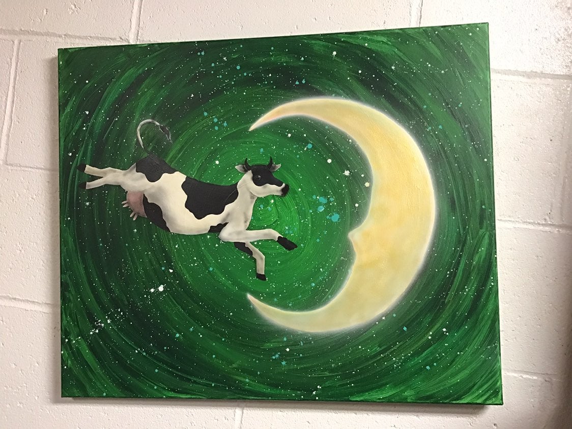 Custom Canvas Painting Acrylic Cow Over