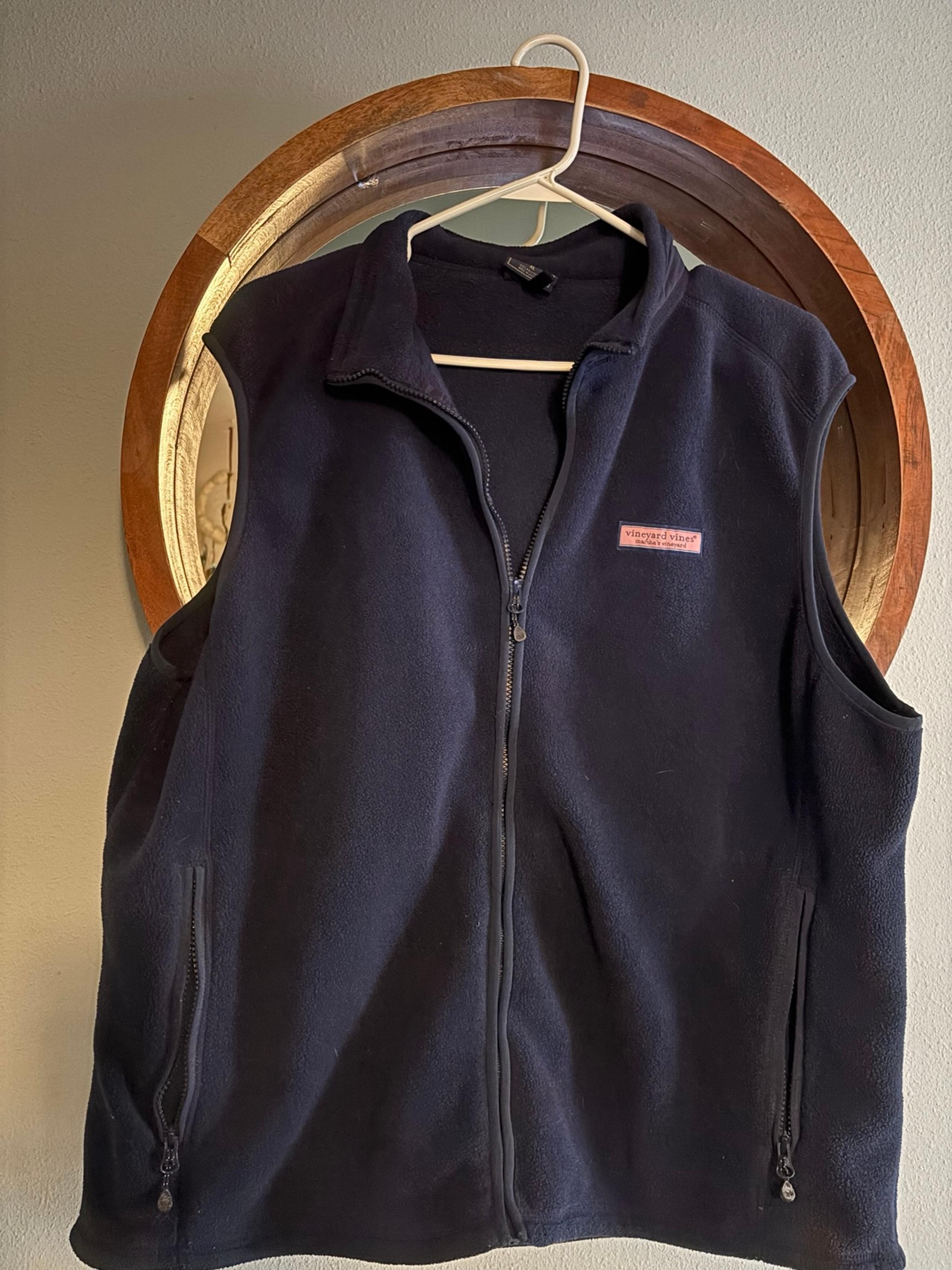 Vineyard Vines Men’s Size Xl Harbor Fleece Vest Navy Blue Full-Zip Casual