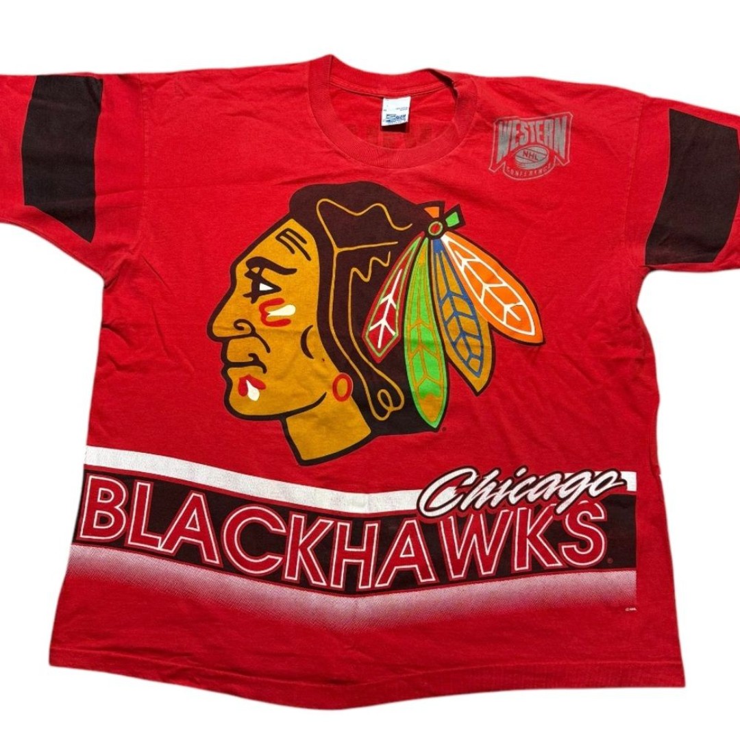 Vintage Salem Sportswear XL Chicago Blackhawks tee shirt 90s red big logo