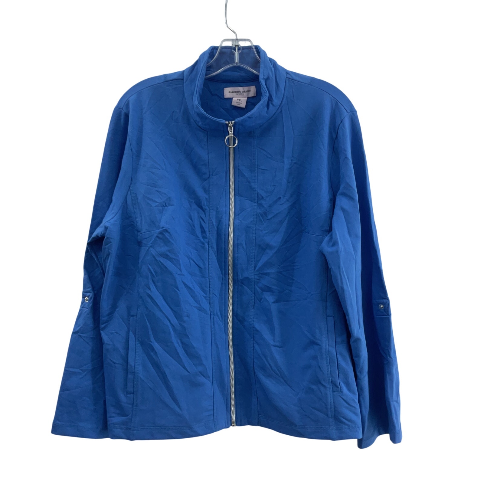 Allison Daley Women's Petite XL Pretty Blue Cotton Full Zip Sweatshirt NWT