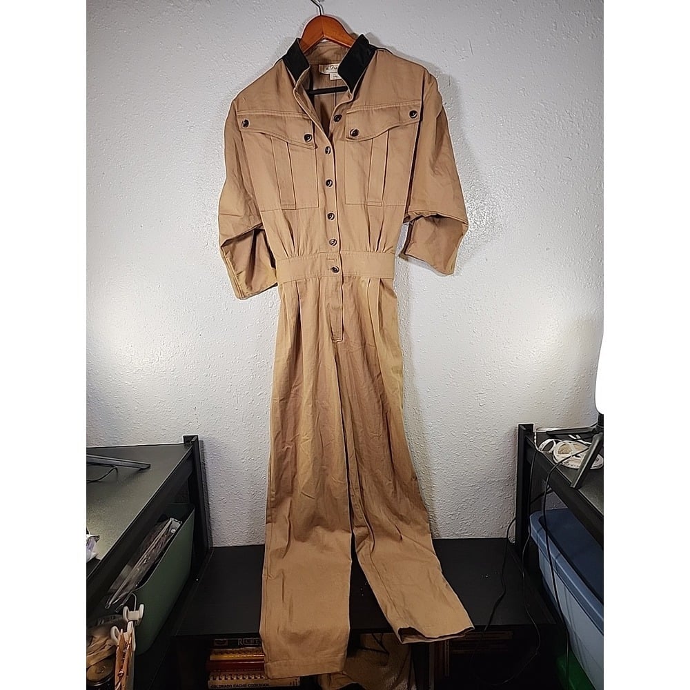 Vintage d. Frank Tan Jumpsuit Size 10 Made In USA 80s 90s 1980s