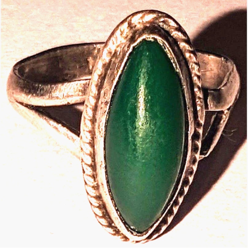 Vintage Sterling Silver With Emerald Ring Stamped 925 Mexico Size 5