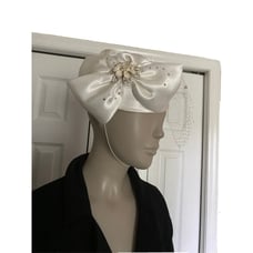 Vintage Mr Hi's Satin Pillbox Half Bow/Flower, & Netting With Rhinestones