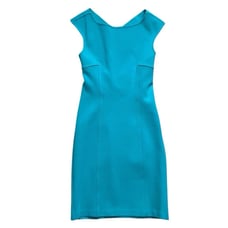 St John Teal Mini Dress Bodycon Cross Back Stretch Party Evening Cocktail Size 2