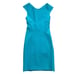 St John Teal Mini Dress Bodycon Cross Back Stretch Party Evening Cocktail Size 2
