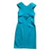 St John Teal Mini Dress Bodycon Cross Back Stretch Party Evening Cocktail Size 2
