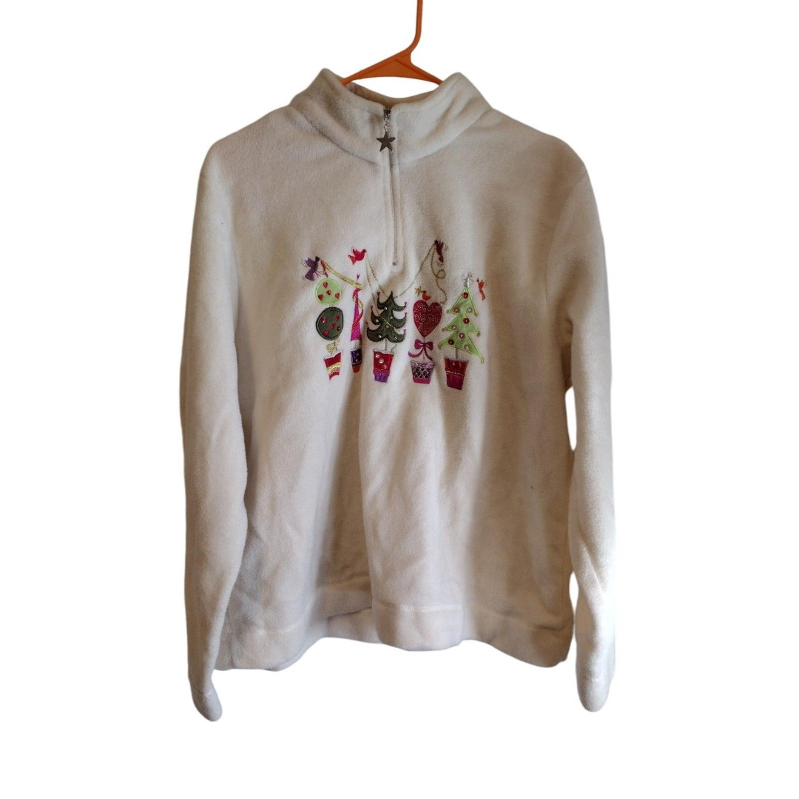 White Stag White Holiday Christmas quarter zip mock neck fleece sweater