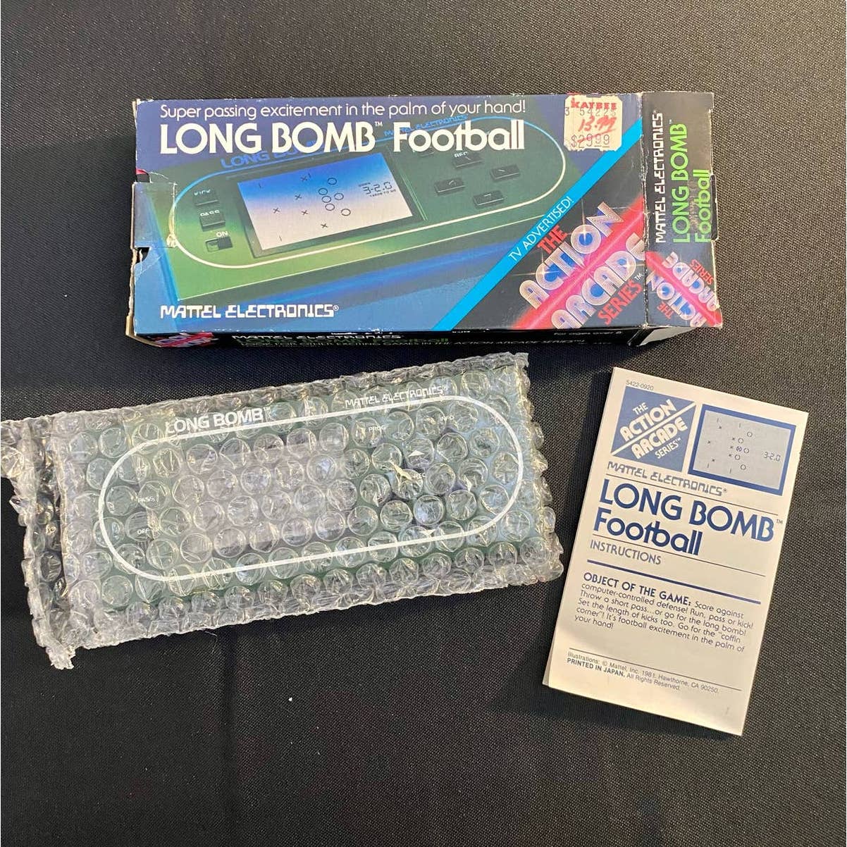 Complete 1981 Mattel Electronics Long Bomb Football Handheld Game, Not Working
