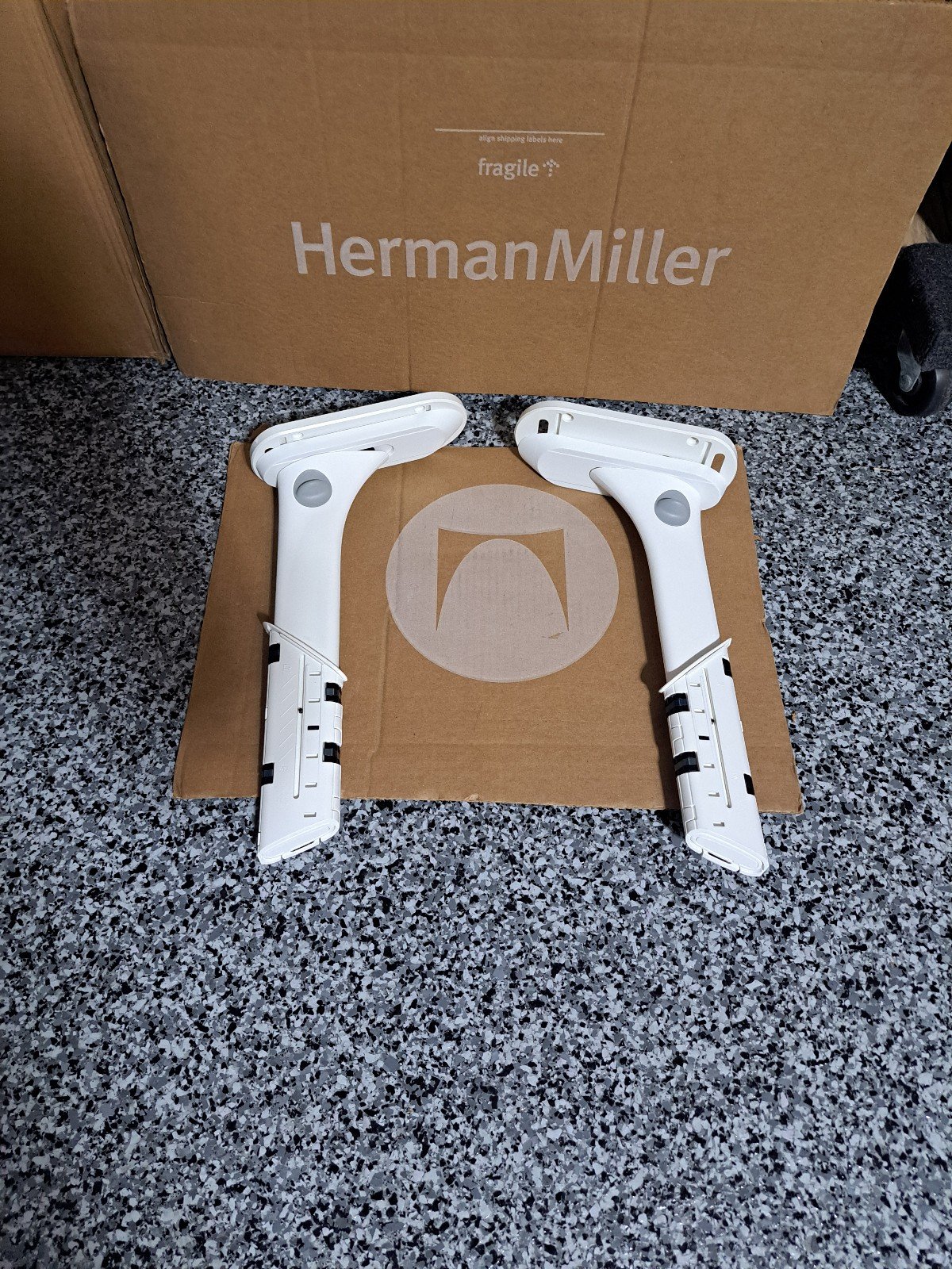 Brand New Herman Miller Sayl Fully Adjustable Arms Set white in color