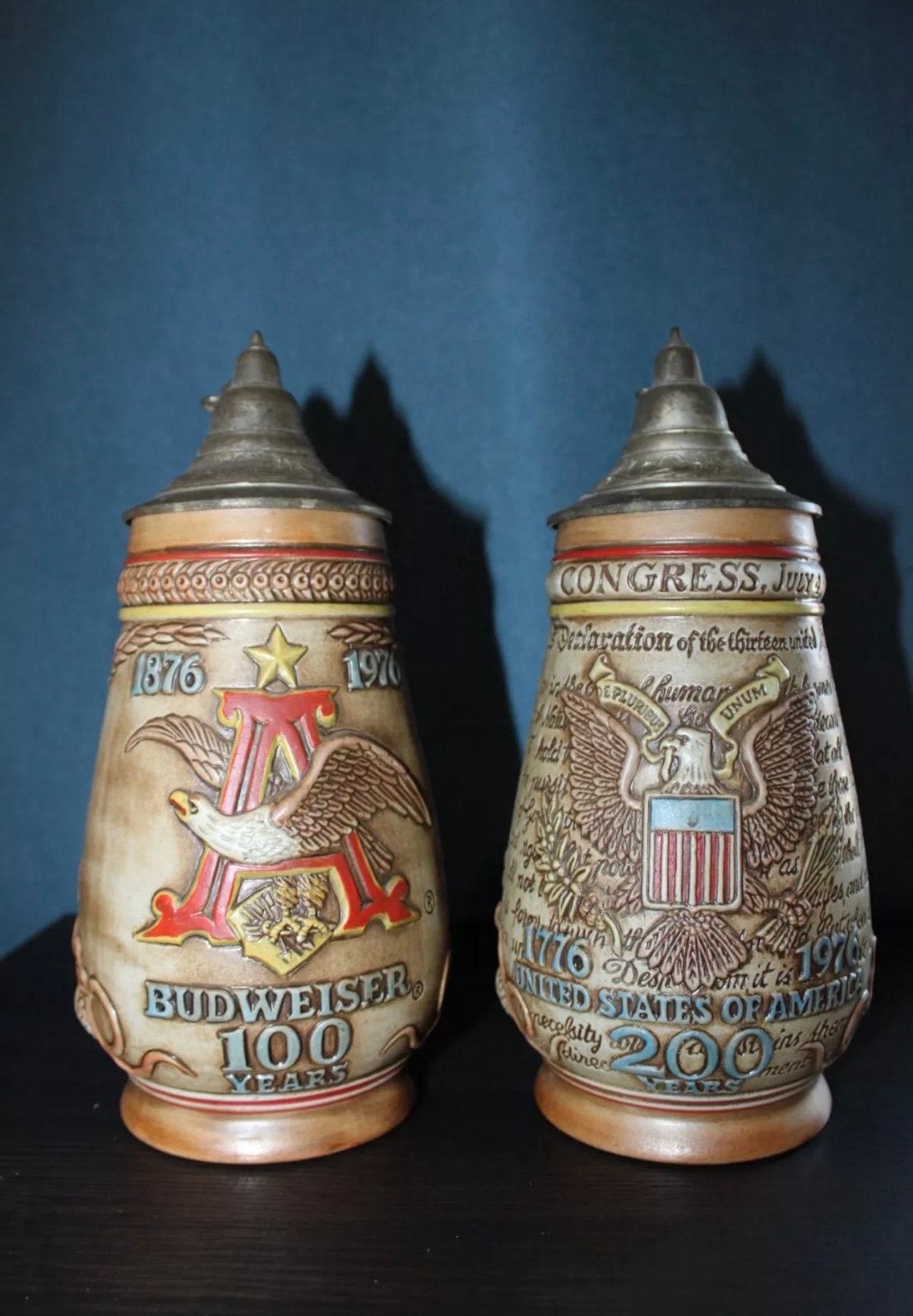 100 & 200 Year Anniversary Anheuser Busch Budweiser Beer Steins
