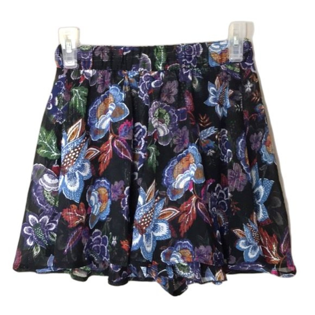 Show me your mumu elastic waist colorful floral skort shorts size XS