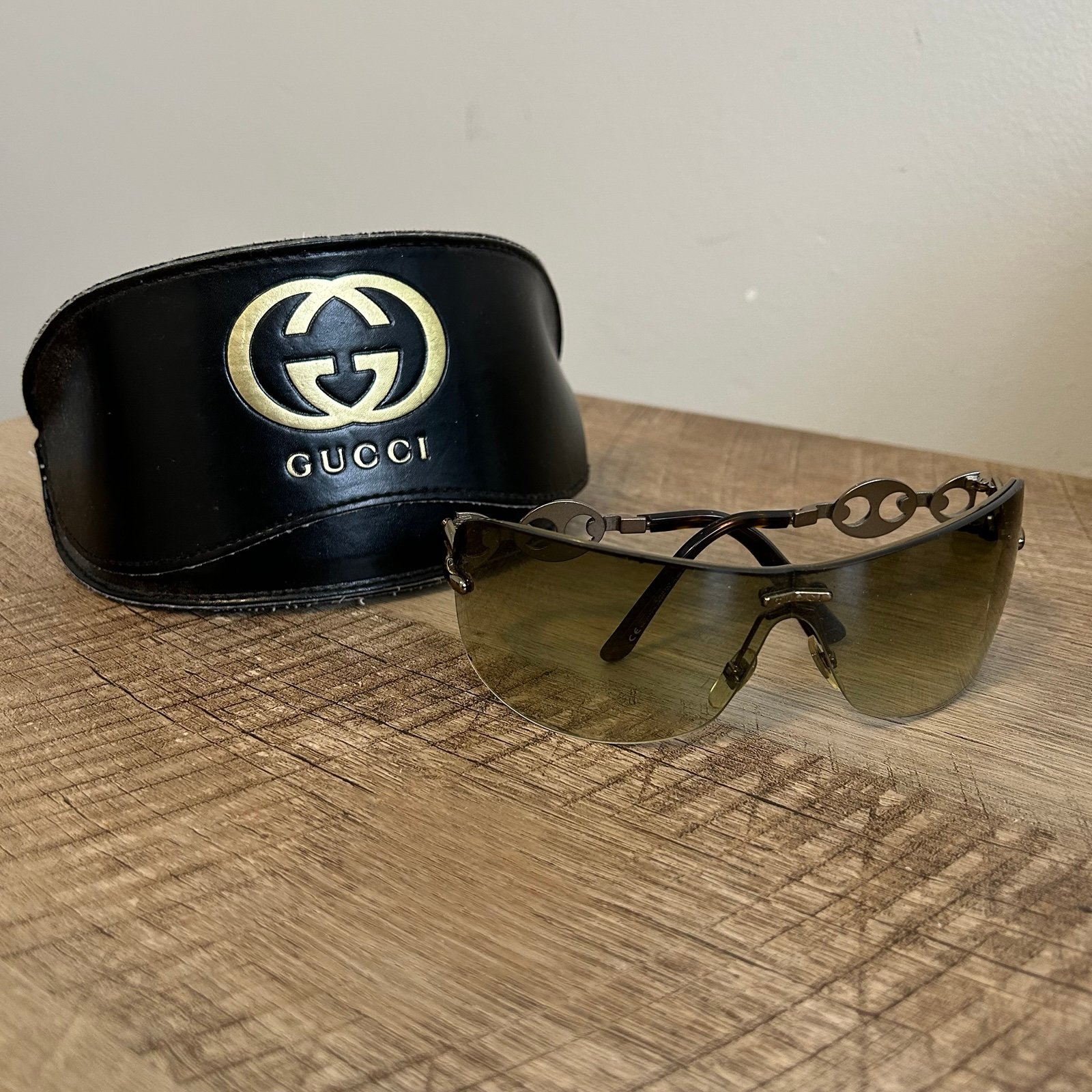 Gucci Metal Semi Rimless Marina Chain Sunglasses
