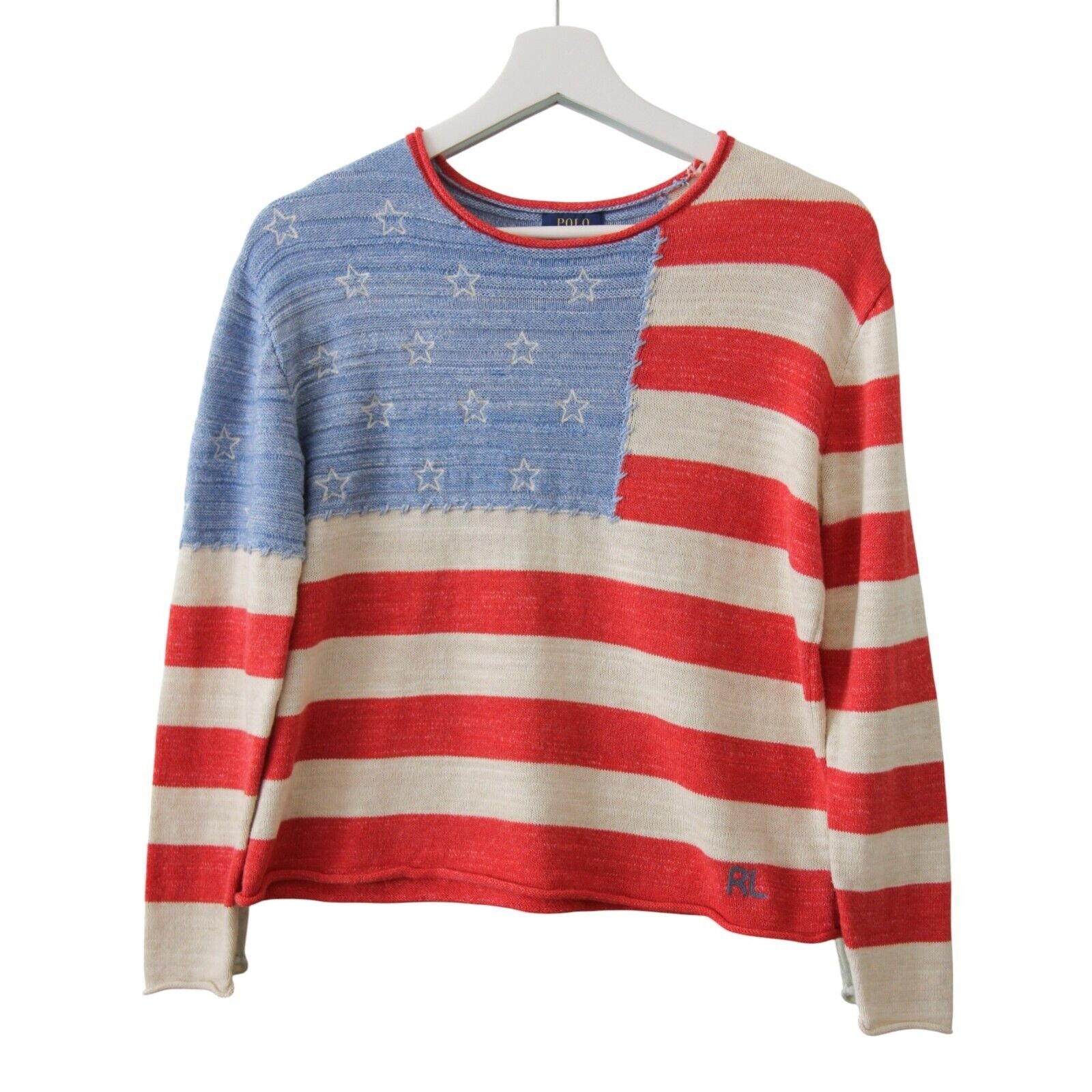 Polo Ralph Lauren Kids American Flag Knit Pullover Sweater 38 chest