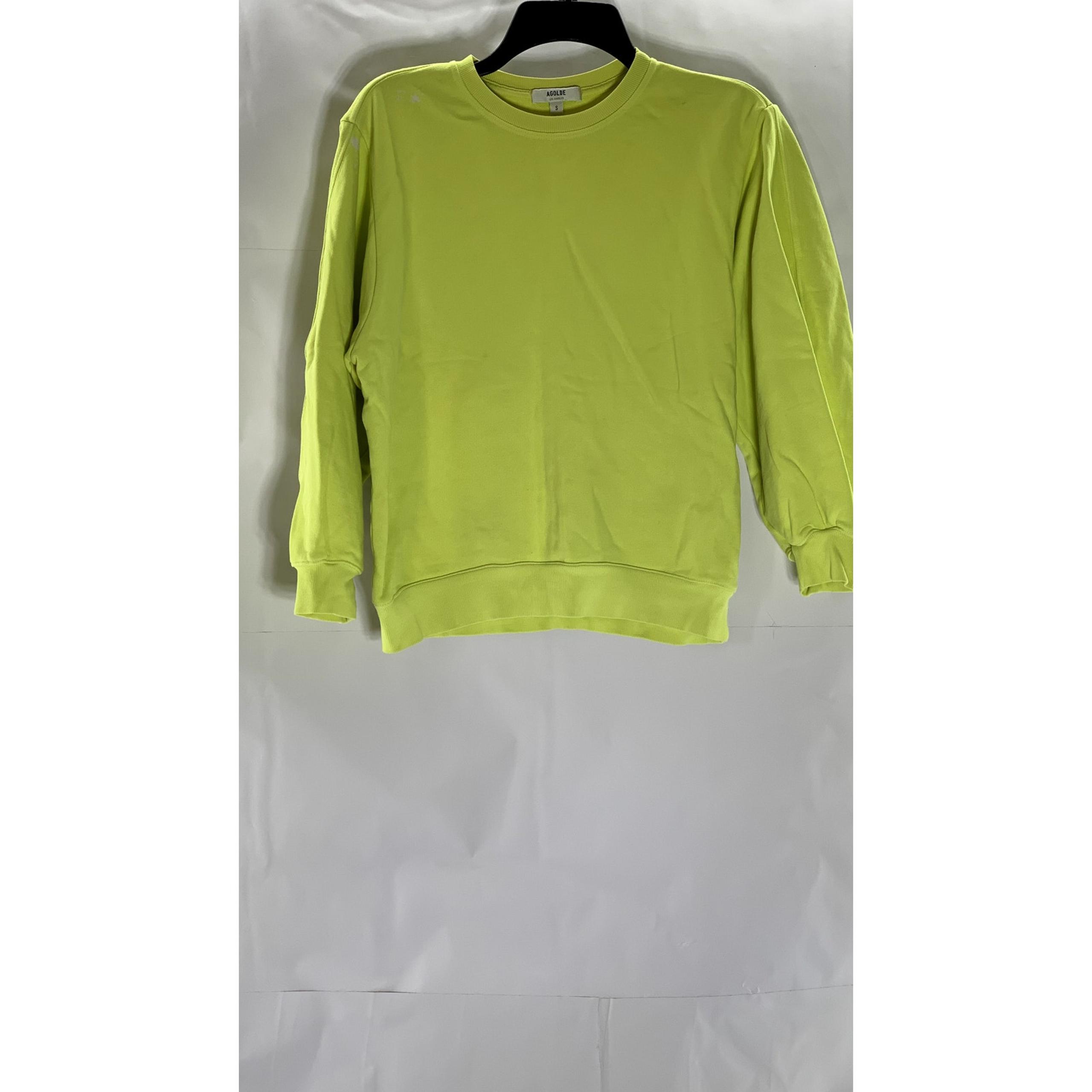 AGOLDE Women's Tarte Neon Green Thora Crewneck 3/4 Sleeve Sweatshirt SZ S