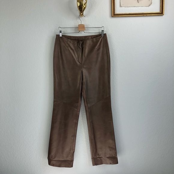 Sienna Studio Leather Bronze Gold Metallic Pants
