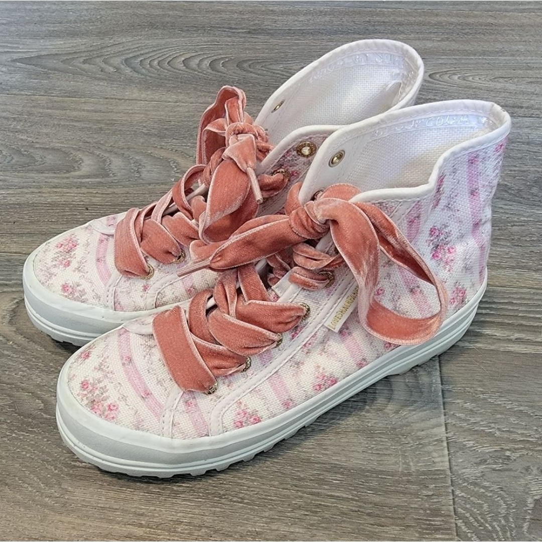 Supera X LoveShackFancy High Top Floral Lace Up Sneakers 6