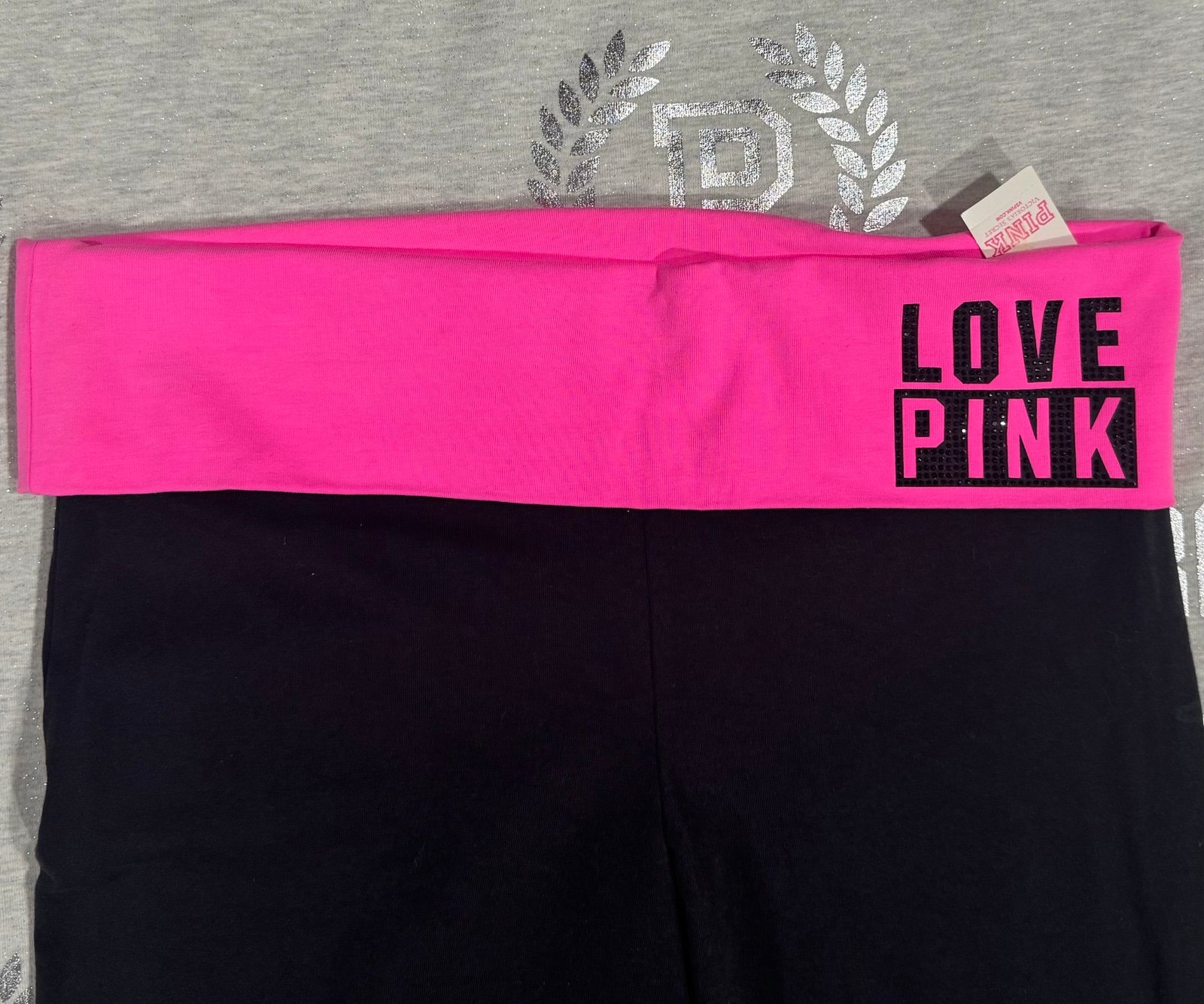 VS PINK FOLDOVER FLARE YOGA PANTS NWT M