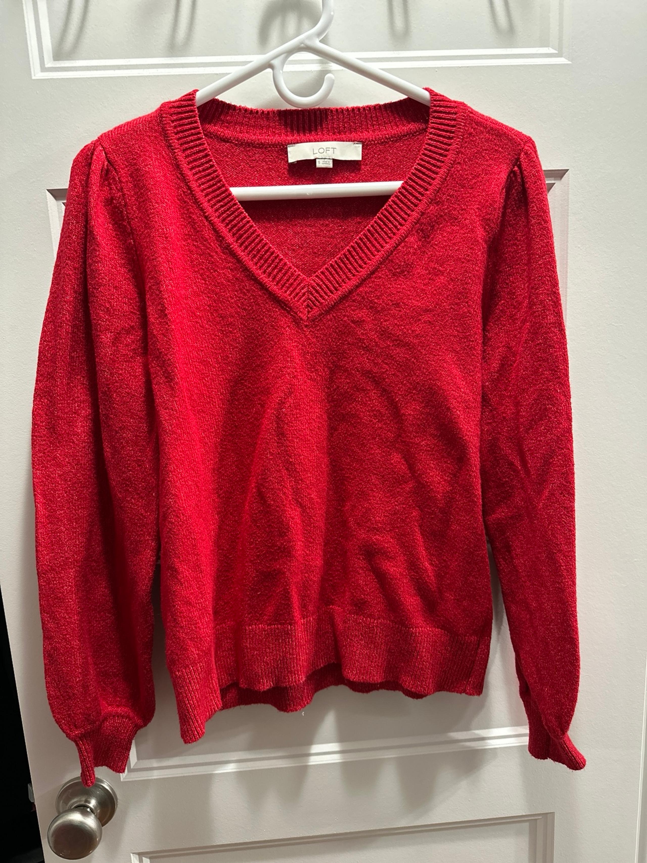 Red V Neck LOFT Sweater