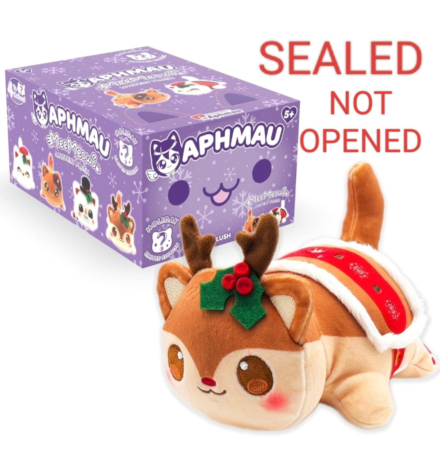 SEALED Aphmau MeeMeows REINDEER 6 CHRISTMAS Plush Cat Kitten Toy Holiday NEW