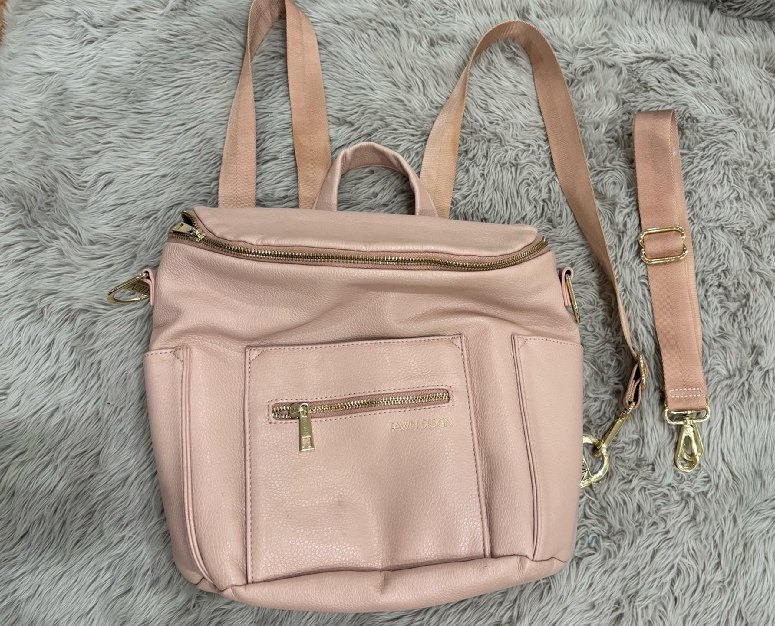 fawn design warm blush mini diaper bag