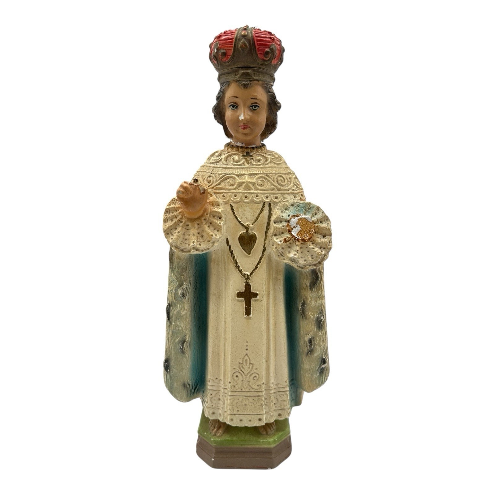 Vintage Jesus Infant Child of Prague Chalkware Statue Columbia Statuary CS 145