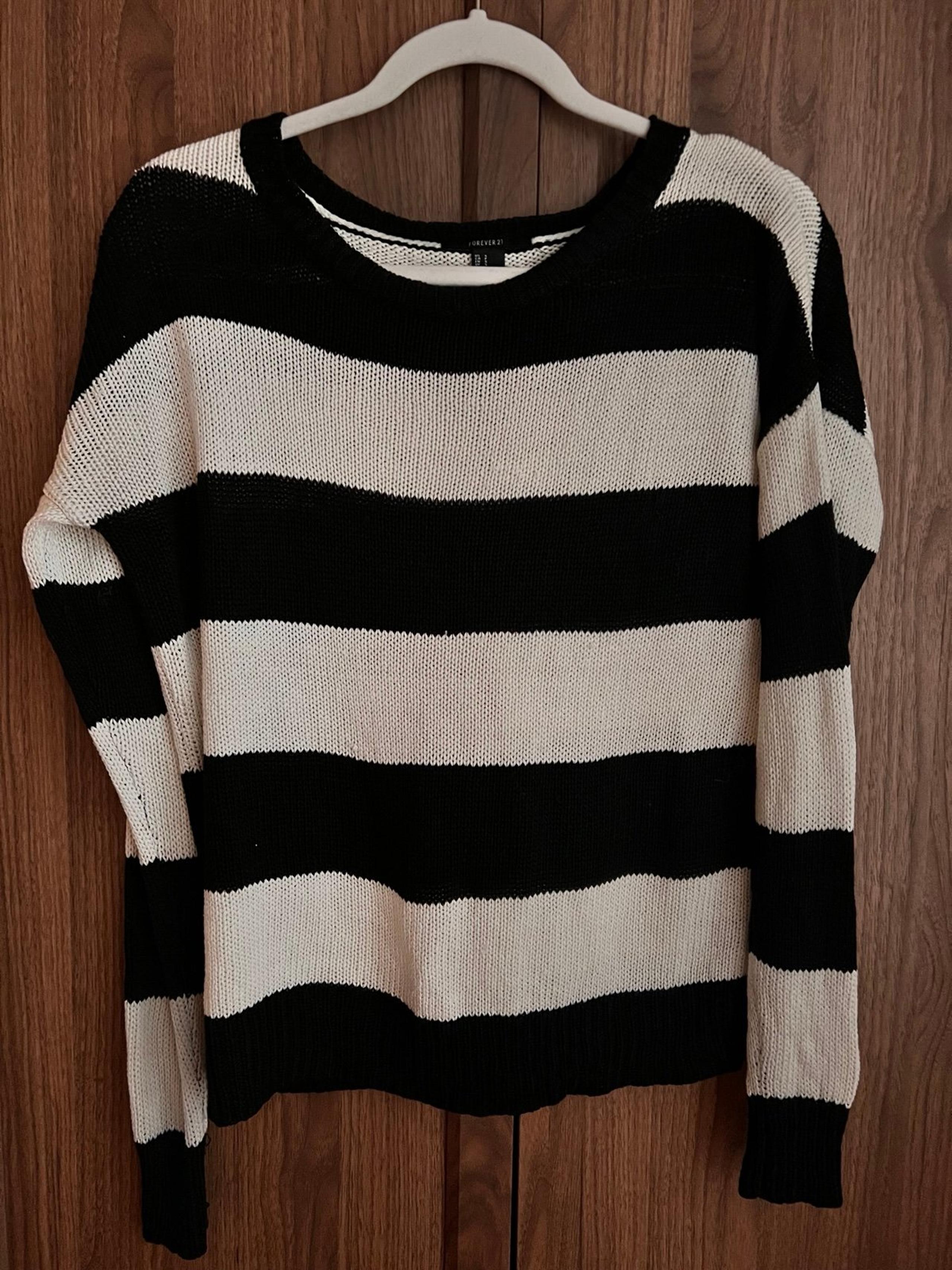 striped black and white light sweater