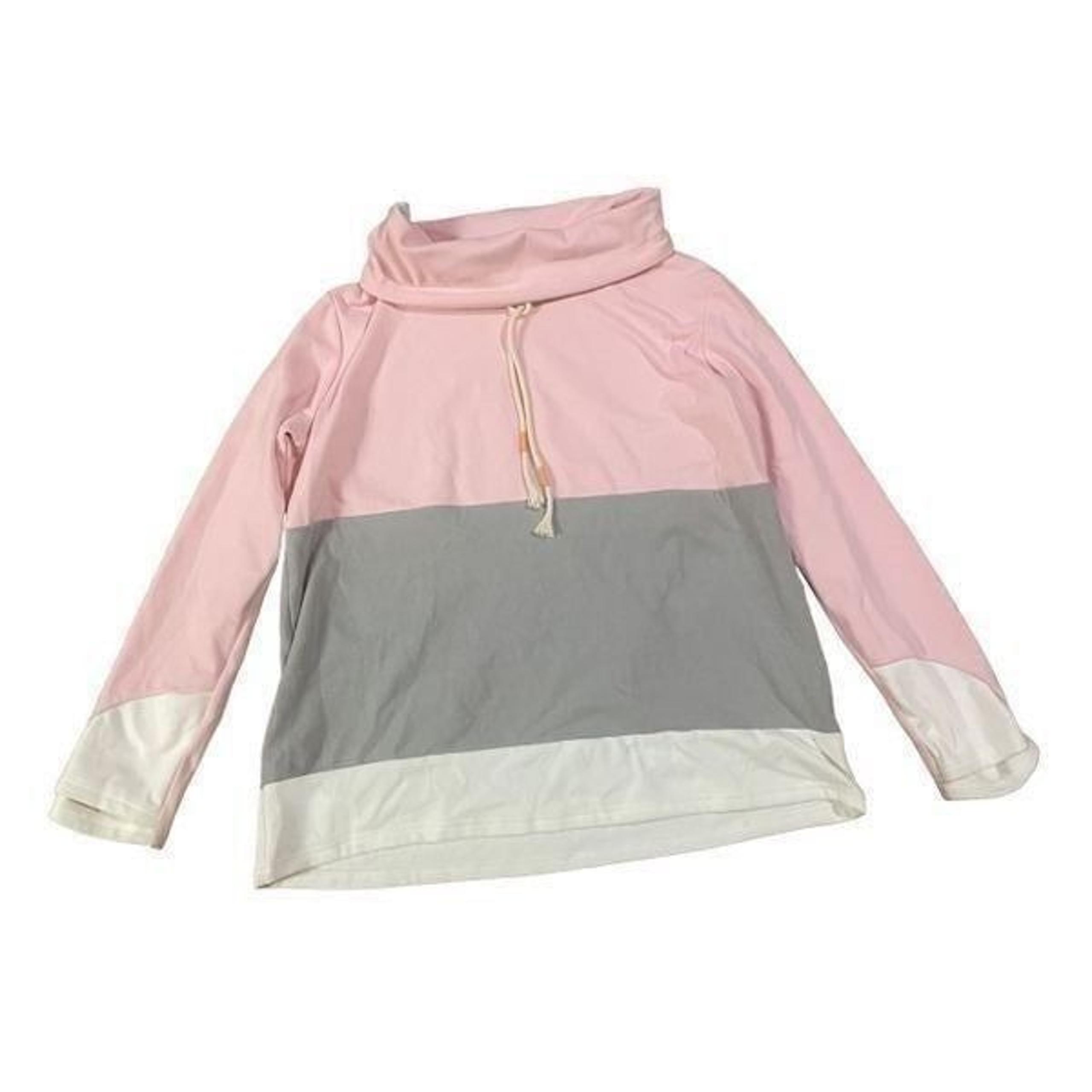 Womens high neck pink gray and white sweatshirt size