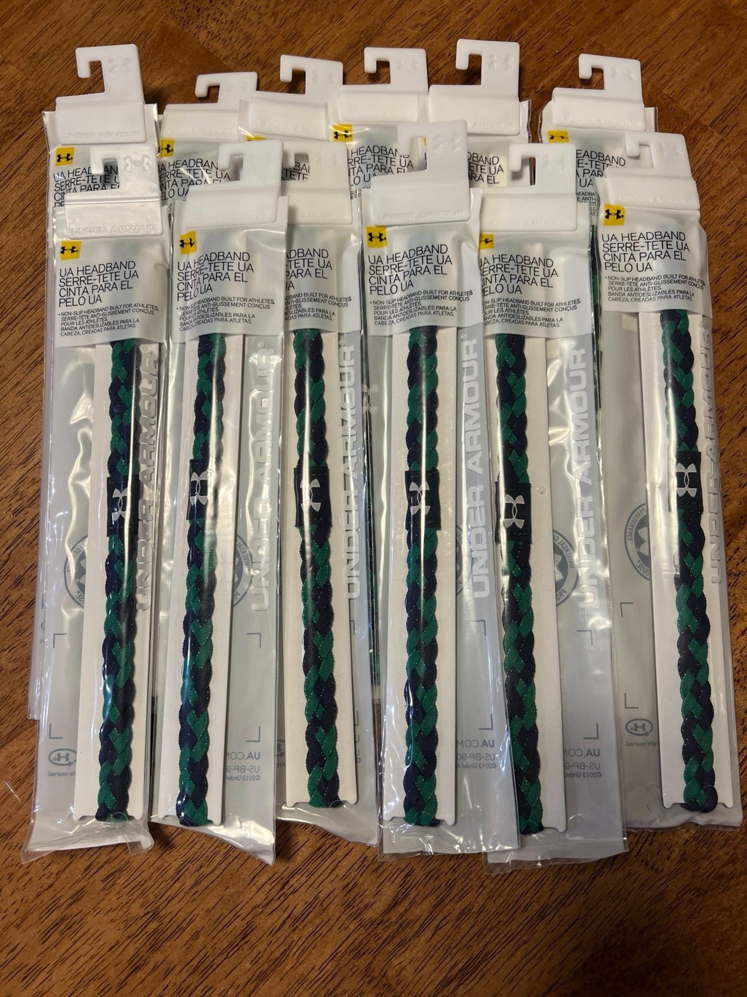 Under Armour No Slip Headbands Set of 12 Green and Navy NWT