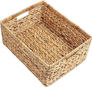 Jumbo Wicker Basket, Water Hyacinth Basket with Built-in Handles