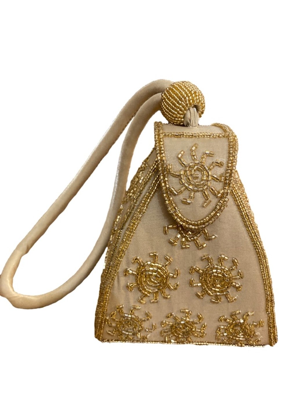 Women's Jessica McClintock Beige & Gold Beaded Clutch